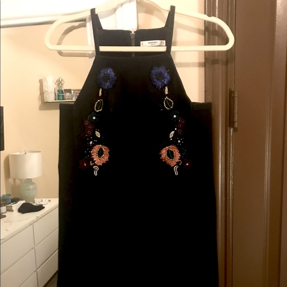 Embellished Mango Black Mini Dress